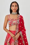 Aisha Rao_Pink Satin Embellished Floral Zahra 10 Kali Bridal Lehenga Set  _at_Aza_Fashions