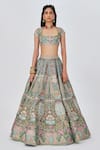 Buy_Aisha Rao_Green Tissue Embellished Floral Parisa 12 Kali Bridal Lehenga Set  _Online_at_Aza_Fashions