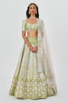 Buy_Aisha Rao_Green Tissue Embellished Floral Ziba 12 Kali Bridal Lehenga Set  _at_Aza_Fashions