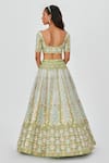 Shop_Aisha Rao_Green Tissue Embellished Floral Ziba 12 Kali Bridal Lehenga Set  _at_Aza_Fashions