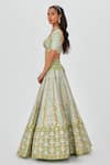 Shop_Aisha Rao_Green Tissue Embellished Floral Ziba 12 Kali Bridal Lehenga Set  _Online_at_Aza_Fashions