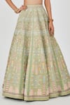 Buy_Aisha Rao_Green Satin Embroidered Shazia Geometric 12 Kali Bridal Lehenga Set  _Online_at_Aza_Fashions