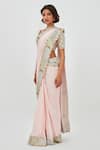 Aisha Rao_Pink Georgette Embroidered Zari Fariba Border Saree With Blouse  _Online_at_Aza_Fashions