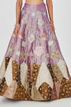 Aisha Rao_Purple Tissue Embroidered Floral Sahar 10 Kali Bridal Lehenga Set  _Online_at_Aza_Fashions