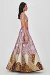 Buy_Aisha Rao_Purple Tissue Embroidered Floral Sahar 10 Kali Bridal Lehenga Set  _Online_at_Aza_Fashions