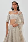 Aisha Rao_Silver Tissue Embroidered Sequin Straight Alya 16 Kali Lehenga Set  _at_Aza_Fashions