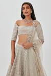 Aisha Rao_Silver Tissue Embroidered Sequin Alya Floral 12 Kali Lehenga Set  _at_Aza_Fashions