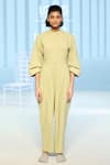 Buy_DHI_Green Soft Cotton Plain Round Collar Jumpsuit _Online_at_Aza_Fashions