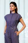 Buy_Dhi_Blue Cotton Round Neck Soft Collar Jumpsuit _Online_at_Aza_Fashions