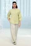 Buy_Dhi_Green Cotton Square Neck Organic Plain Top _at_Aza_Fashions