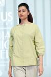 Shop_Dhi_Green Cotton Square Neck Organic Plain Top _Online_at_Aza_Fashions