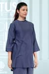 Buy_Dhi_Blue Cotton, Silk Round Neck Top _Online_at_Aza_Fashions