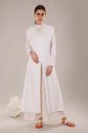 Buy_Dhi_White Chanderi Solid Trench Coat _at_Aza_Fashions