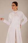 Buy_Dhi_White Chanderi Solid Trench Coat _Online_at_Aza_Fashions