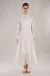 Buy_Dhi_White Chanderi Silk Embroidery Collared Full Sleeve Shirt Dress _at_Aza_Fashions