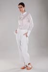 Buy_Dhi_White Handloom Cotton Pleated Trouser _at_Aza_Fashions