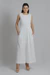 Buy_DHI_White Handloom Cotton Round Sleeveless Jumpsuit_at_Aza_Fashions