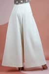 DHI_White Cotton Twill High Waist Pleated Pant_Online_at_Aza_Fashions
