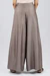 DHI_Brown Cotton Twill Pleated Flared Pant _Online_at_Aza_Fashions