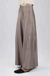 Shop_DHI_Brown Cotton Twill Pleated Flared Pant _at_Aza_Fashions