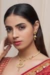 Buy_Samyukta Singhania_Gold Plated Stones Floral Carved Necklace Set _at_Aza_Fashions