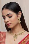 Buy_Samyukta Singhania_Gold Plated Stones Floral Cutwork Necklace Set _at_Aza_Fashions