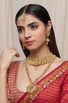 Buy_Samyukta Singhania_Gold Plated Stones Floral Carved Necklace Set _at_Aza_Fashions