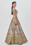 Buy_Aisha Rao_Grey Tissue Embellished Floral Banou 12 Kali Bridal Lehenga Set  _Online_at_Aza_Fashions