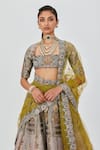 Shop_Aisha Rao_Grey Tissue Embellished Floral Banou 12 Kali Bridal Lehenga Set  _Online_at_Aza_Fashions