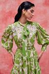 Buy_Pankaj & Nidhi_Green Chiffon Printed Floral Keyhole Cleo Dress _Online_at_Aza_Fashions