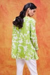 Shop_Pankaj & Nidhi_Green Silk Crepe Printed Floral Mandarin Collar Cleo Tunic _at_Aza_Fashions