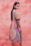 Shop_Pankaj & Nidhi_Beige Cotton Silk Printed Graphic Landscape Round Dune Shirt Dress _at_Aza_Fashions