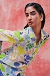 Pankaj & Nidhi_Multi Color Silk Crepe Printed Floral Straight Irene Classic Shirt _Online_at_Aza_Fashions