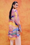 Shop_Pankaj & Nidhi_Yellow Cotton Silk Printed And Embellished Tuscan Sunburst Iris Tunic  _at_Aza_Fashions