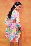 Shop_Pankaj & Nidhi_Ivory Silk Crepe Printed And Embellished Vivid Floral Joyce Shirt 