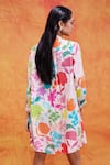 Shop_Pankaj & Nidhi_Ivory Chiffon Printed And Embellished Vivid Floral Joyce Shirt Dress _at_Aza_Fashions