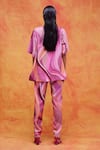 Shop_Pankaj & Nidhi_Pink Twill Satin Printed And Embellished Mediterranean Top & Pant Set _at_Aza_Fashions