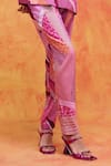 Pankaj & Nidhi_Pink Twill Satin Printed And Embellished Mediterranean Top & Pant Set _Online_at_Aza_Fashions