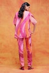 Shop_Pankaj & Nidhi_Pink Linen Printed And Embellished Mediterranean Willa Top & Pant Set _at_Aza_Fashions