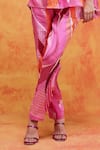 Pankaj & Nidhi_Pink Linen Printed And Embellished Mediterranean Willa Top & Pant Set _Online_at_Aza_Fashions
