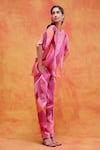 Buy_Pankaj & Nidhi_Pink Linen Printed And Embellished Mediterranean Willa Top & Pant Set _Online_at_Aza_Fashions