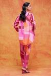Shop_Pankaj & Nidhi_Pink Silk Crepe Printed And Willa Asymmetric Shirt & Pant Set _at_Aza_Fashions