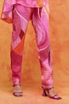 Buy_Pankaj & Nidhi_Pink Silk Crepe Printed And Willa Asymmetric Shirt & Pant Set _Online_at_Aza_Fashions