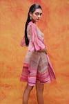 Shop_Pankaj & Nidhi_Pink Lustre Organza Printed And Embellished Willa Empire Dress _Online_at_Aza_Fashions