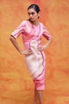 Buy_Pankaj & Nidhi_Pink Neoprene Printed Mediterranean Mosaic Round Willa Dress _at_Aza_Fashions