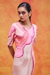 Shop_Pankaj & Nidhi_Pink Neoprene Printed Mediterranean Mosaic Round Willa Dress _Online_at_Aza_Fashions
