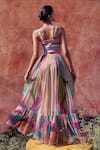 Pankaj & Nidhi_Beige Jersey + Tulle Printed Iris Sheer Maxi Skirt And Bodysuit Set _Online_at_Aza_Fashions