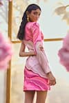 Pankaj & Nidhi_Pink Neoprene Printed Mediterranean Mosaic Will One Shoulder Dress _Online_at_Aza_Fashions