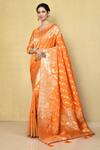 Buy_Nazaakat by Samara Singh_Orange Saree Satin Banarasi Silk Woven Garden With Running Blouse_at_Aza_Fashions