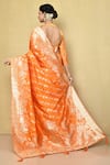 Shop_Nazaakat by Samara Singh_Orange Saree Satin Banarasi Silk Woven Garden With Running Blouse_at_Aza_Fashions